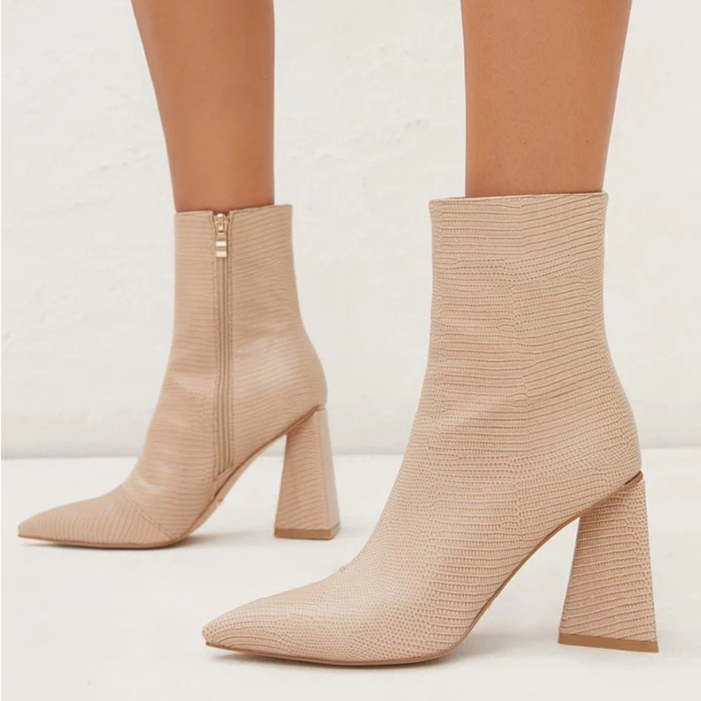 Felka Beige Heeled Bootie - Light Taupe